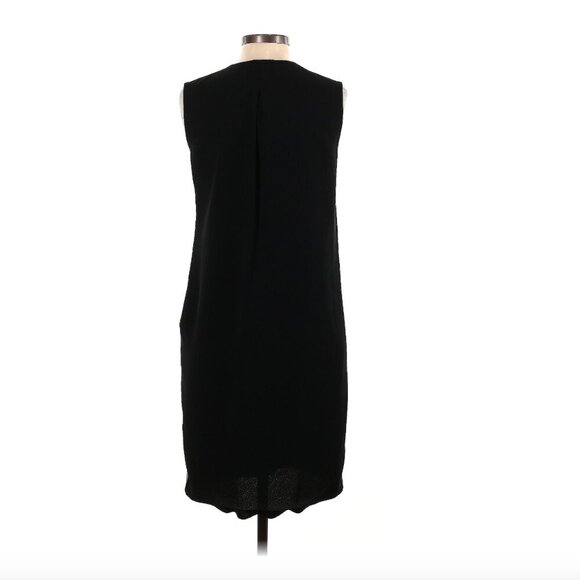 🔷 Vince Size 4 Black Sheath Dress with Leather Trim - Picture 9 of 9